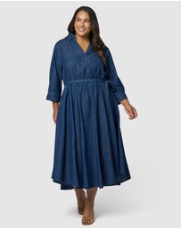 Indigo Tonic - Thalia Chambray Wrap Midi Dress