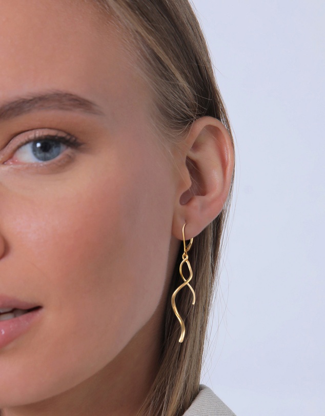 Elli Jewelry - Spiral Wave Drop Earrings in Gold-Plated 925 Silver