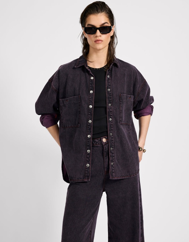 ONE TEASPOON - Daria Denim Shacket - Black Pink