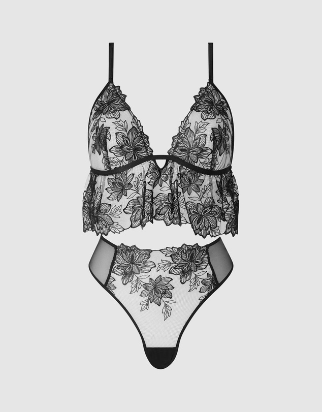Ann Summers - Midnight Blossom Chiffon & Embroidery Cami Set