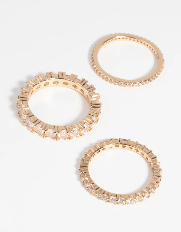 Lovisa - Gold Cubic Zirconia Triple Band Ring