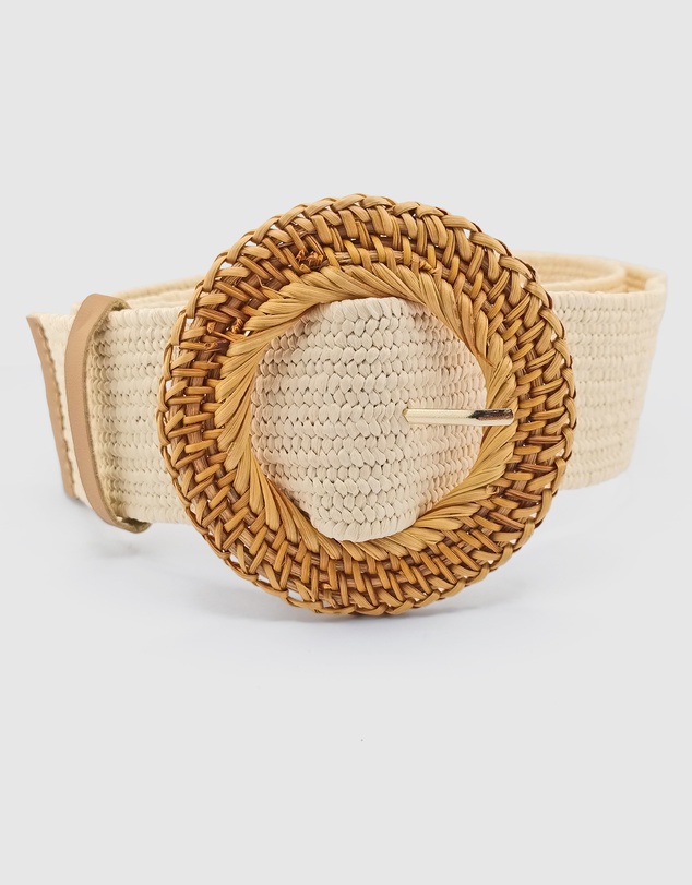 Miz Casa and Co - Cream Rattan Woven Belt