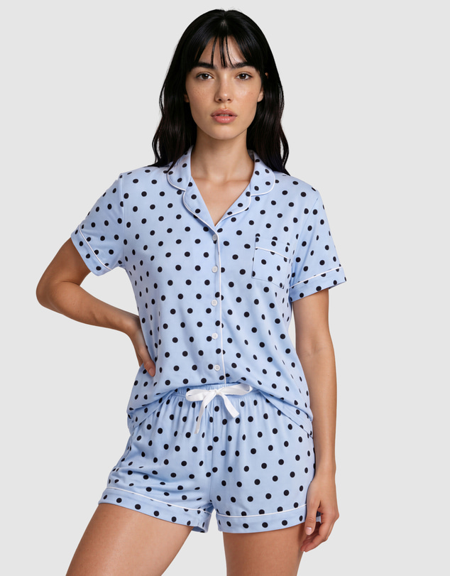 Sant And Abel - Women's Spotty Blue Bamboo Short PJ Set