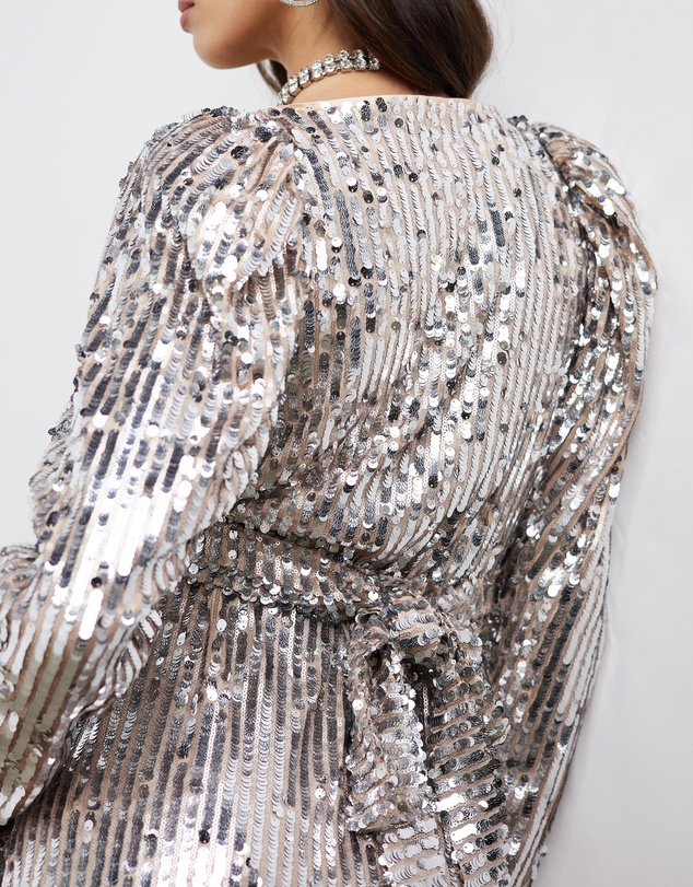 ROTATE - Sequin Mini Wrap Dress