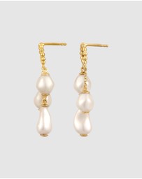 Elli Jewelry - Earrings Stud Pearl Chandelier 925 Sterling Silver Gold-Plated