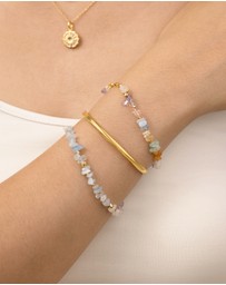 Wanderlust + Co - Aquamarine Beaded Gold Bracelet