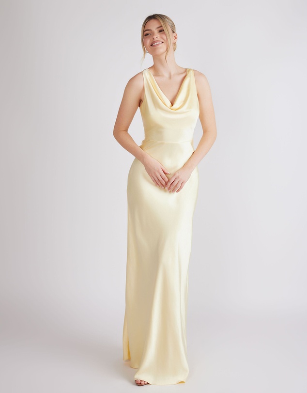 Six Stories - Cowl Front Satin Bridesmaid Dress