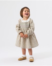 Goldie + Ace - Daphne Long Sleeve Corduroy Smocked Dress - ICONIC EXCLUSIVE - Babies-Kids