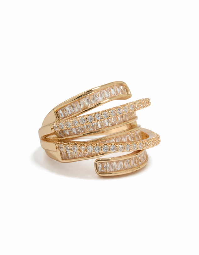 Lovisa - Gold Cubic Zirconia Molten Wrap Around Ring