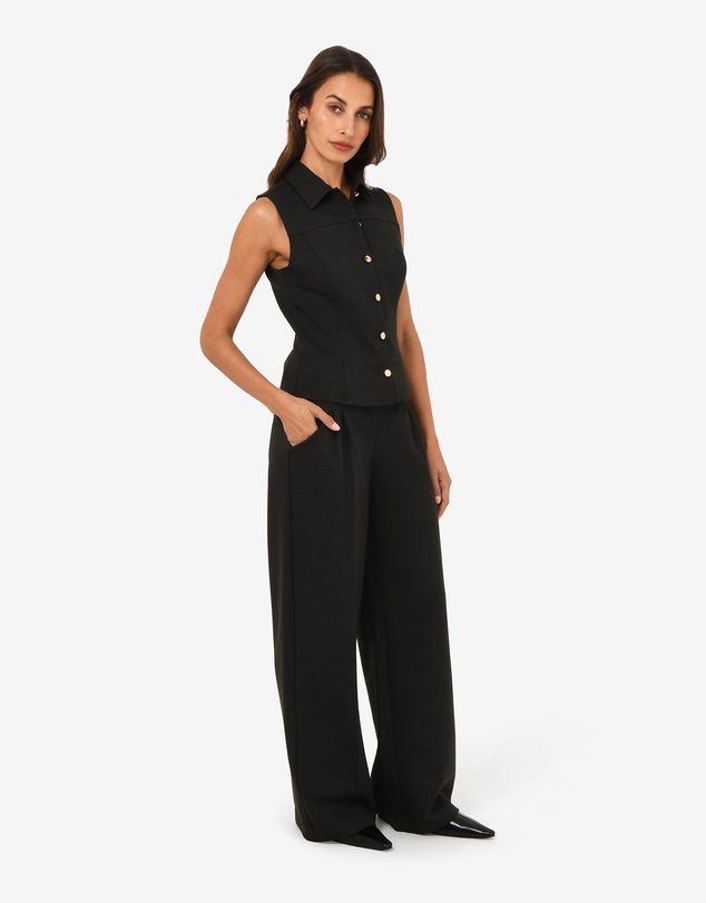 Forcast - Dolly Pleated Wide Leg Pants