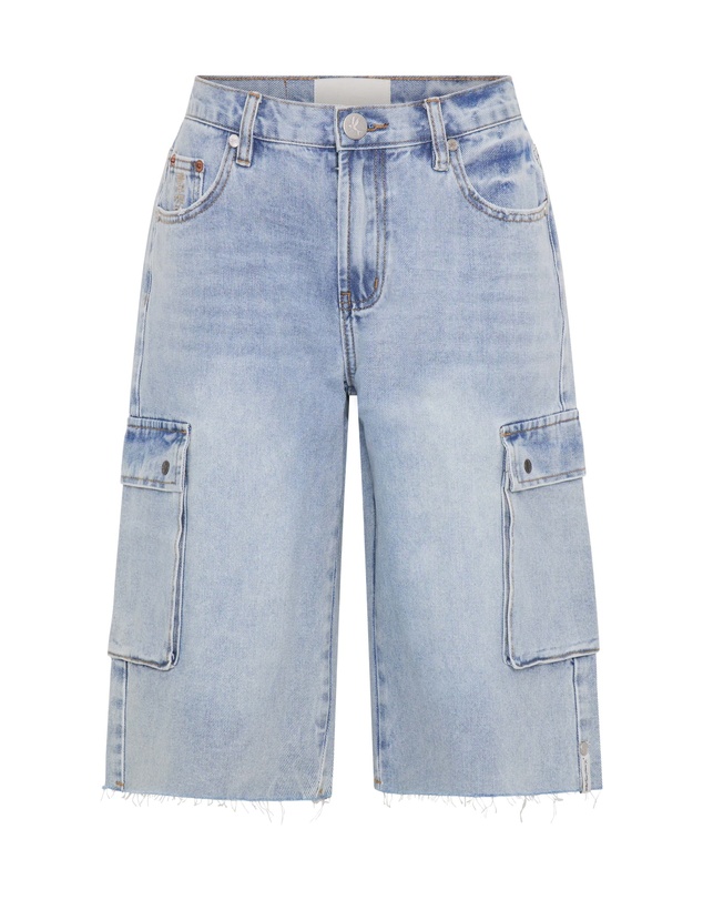 ONE TEASPOON - Skater Girl Low Waist Super Long Leg Denim Jorts - Soft Blue