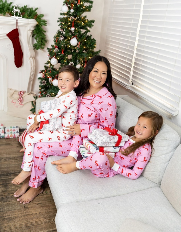 Sant And Abel - Kids Reindeer Pink Long PJ Set