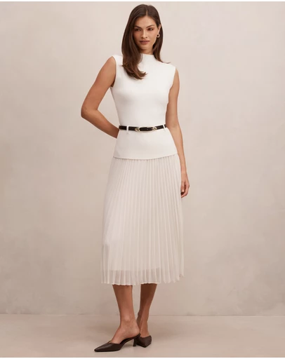 Forever New - Lorelei Woven Mixed Midi Dress