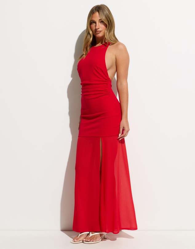 Dazie - Kendra Crepe And Chiffon Racerback Maxi Dress