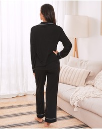 Angel Maternity - Larah Maternity Long Sleeve Winter Pyjama Set in Black
