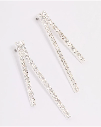 Lovisa - Silver Cubic Zirconia Tassel Drop Earrings