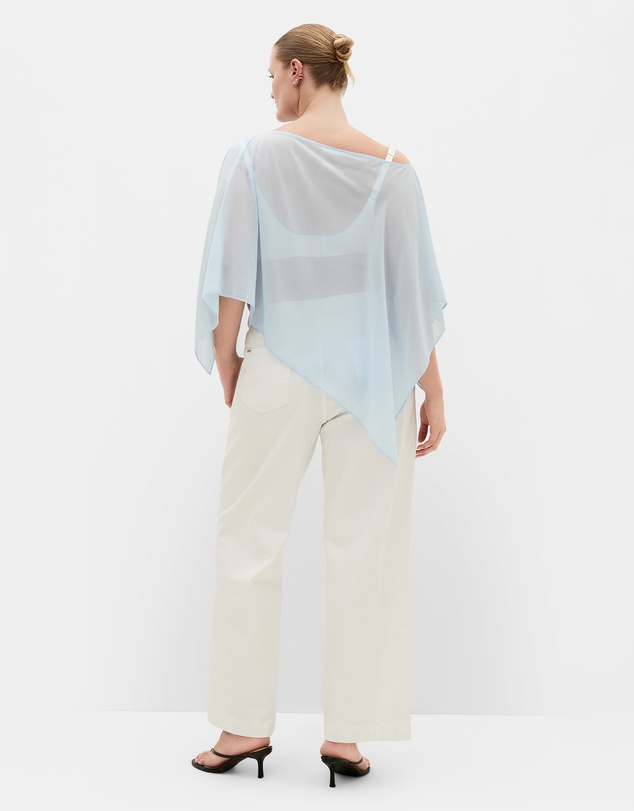 City Chic - Plus size Sheer Chiffon Poncho - sky blue