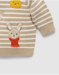 Purebaby - Stripe Bunny Friends Knit Jumper -Kids-Babies