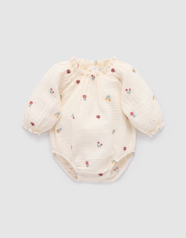 Purebaby - Embroidered Bodysuit -Kids-Babies