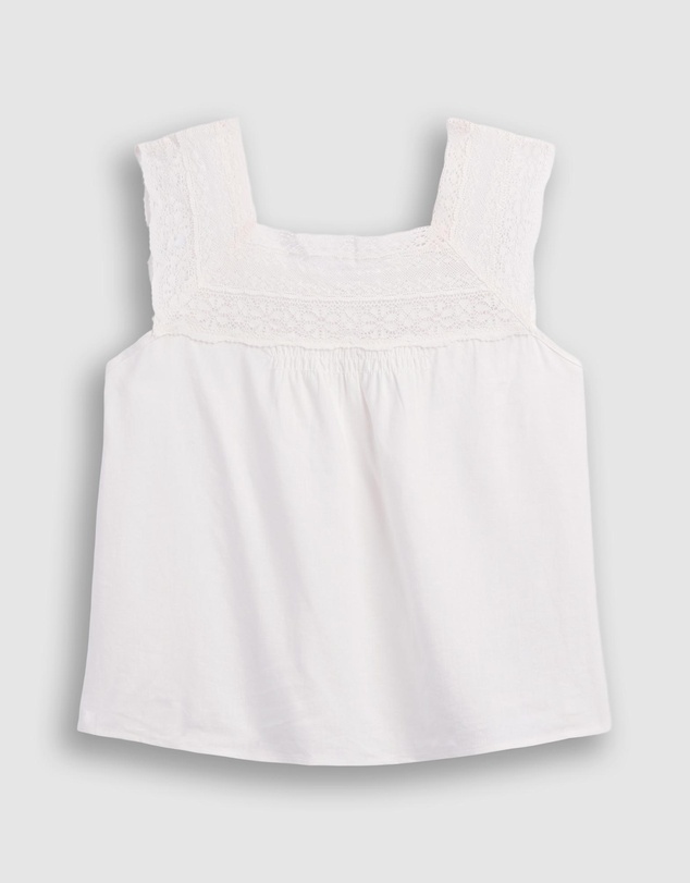 GAP - Short Sleeve Crochet Square Neck Top