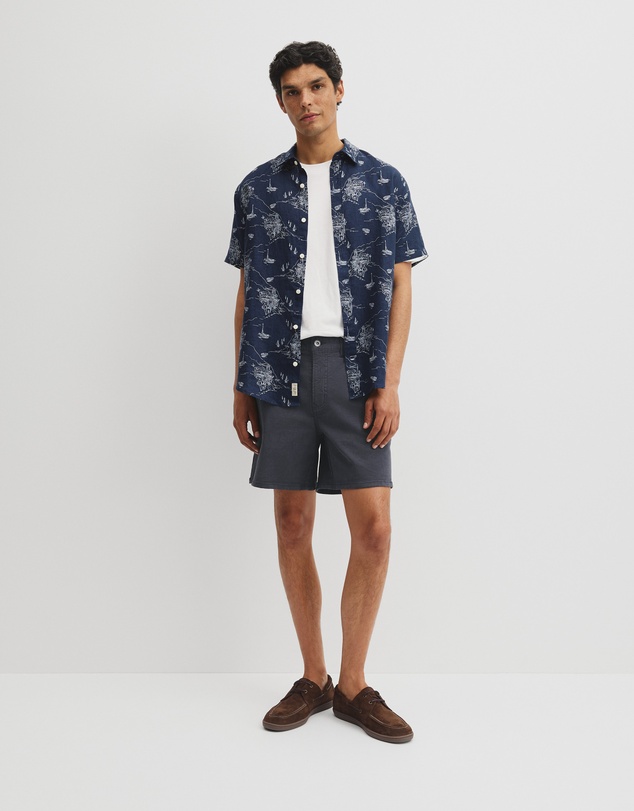 Country Road - Regular Fit Linen Coastline Print Shirt