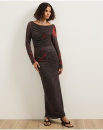 Atmos&Here - Indie Long Sleeve Mesh Maxi Dress