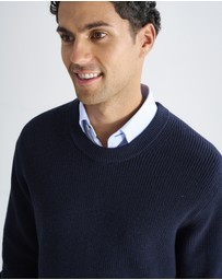 3 Wise Men - 3 Wise Men Drake Crew Neck Wool Blend Knit - Deep Navy