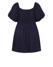 City Chic - Plus size Mani Balloon Sleeve Mini Dress - navy