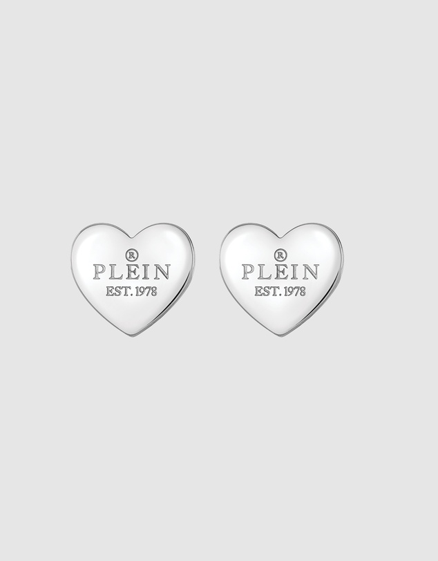 Philipp Plein - Philipp Plein Rocked Heart Silver-Tone Stud Earring