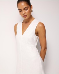 AERE - Jesse Linen V-Neck Midi Dress