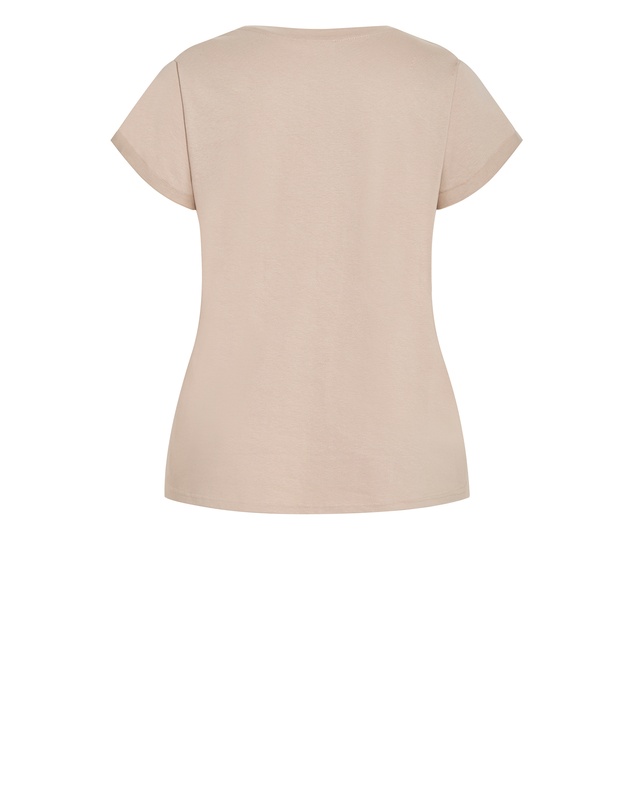 City Chic - Plus size Davina Cotton Tee - stone