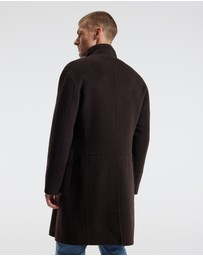 Calibre - Double Breasted Wool Cashmere Coat Chocolate