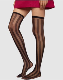High Heel Jungle - Crue Striped Thigh High Sock