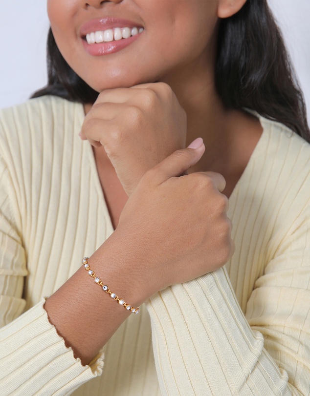 Elli Jewelry - Crystal Tennis Bracelet in Gold-Plated 925 Silver