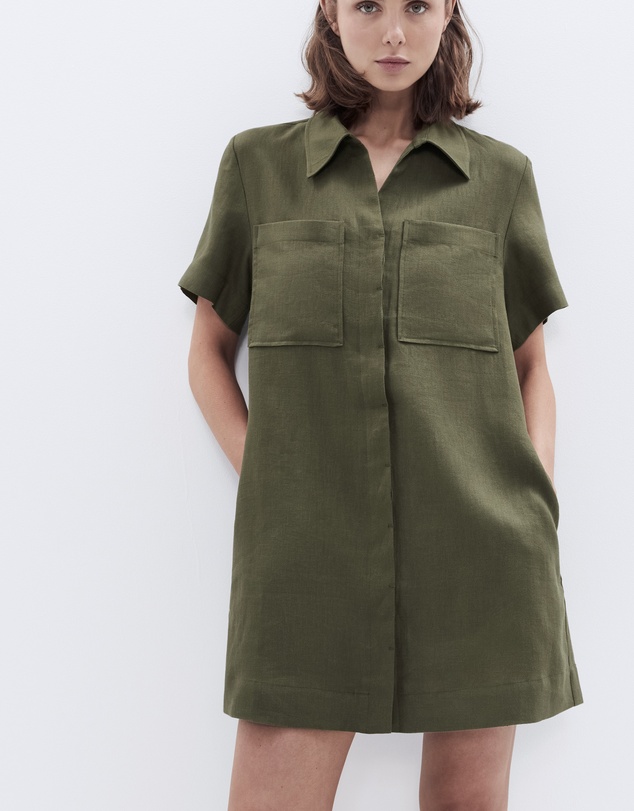UNISON - Collared Linen Utility Dress
