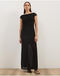 Atmos&Here - Rowe Mesh & Jersey Cap Sleeve Maxi Dress