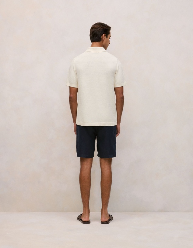 Trenery - Cotton Basketweave Knit Shirt in Parchment