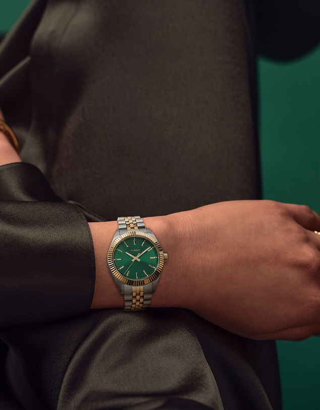 TIMEX - Womens 36mm Legacy Two-tone Case and Bracelet with Green Dial