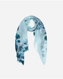 Ozwear Connection Uggs - 100% Australian Wool Print Scarf Sky Blue Flora