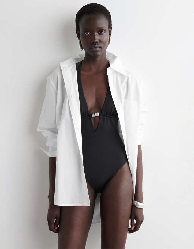 COS - Embellished Plunge-Neck Swimsuit