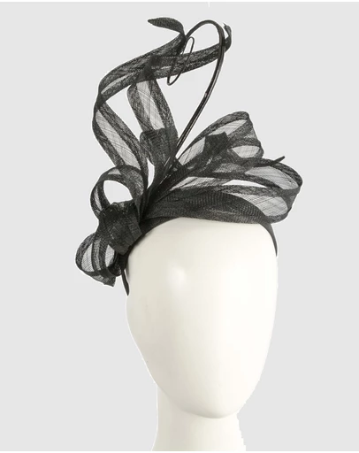 Max Alexander - Tall Black Sinamay Fascinator
