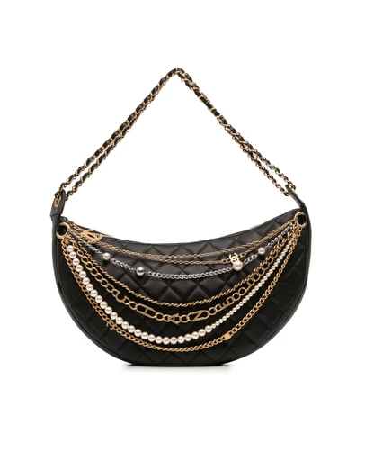 Pre-Loved by Azura Reborn - Pre-Loved Quilted Lambskin All About Chains Hobo