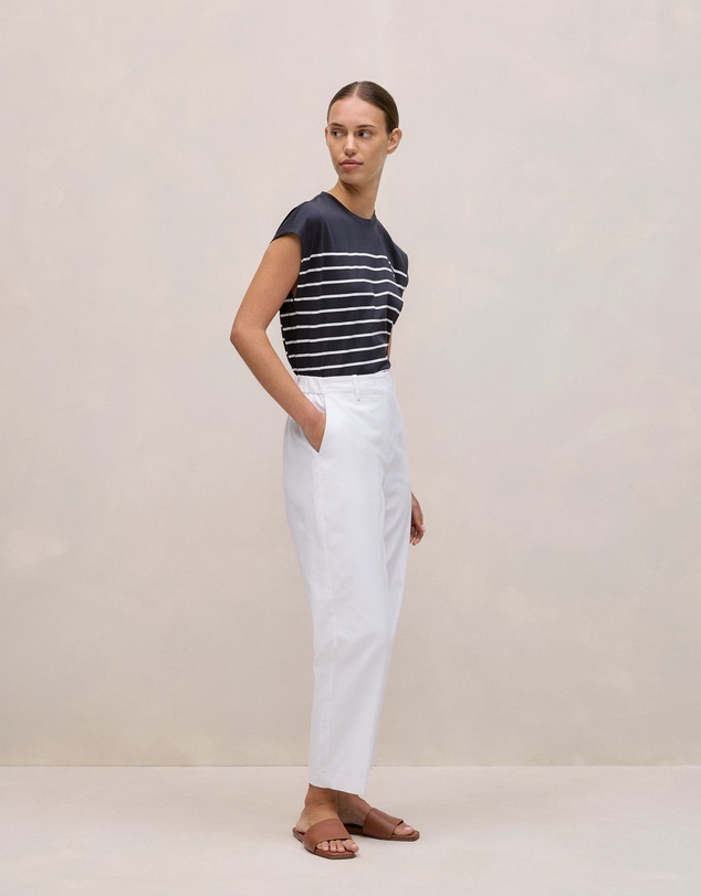 Trenery - Breton Stripe Cap Sleeve T-shirt in Night Sky