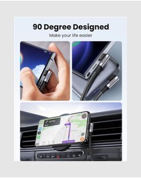 Ugreen - UGREEN 90 Degree Angle USB-C to 90 Degree Angle USB-C Braided Cable 1m