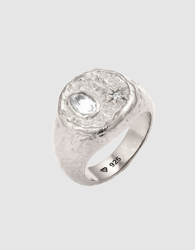 Haze & Glory - ICONIC EXCLUSIVE - Ring Signet Dazzling Topaz - Silver