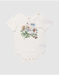 Fleur Harris - 'Up To The Land Of Goodies' Treasured Short Sleeve Bodysuit in Porcelain