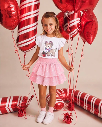 Huxbaby - Reindeer Frill Sleeves Tee Christmas - Babies-Teens