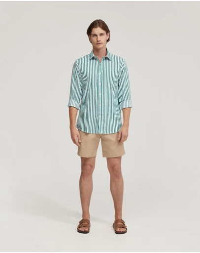 Oxford - Fergus Linen Striped Shirt
