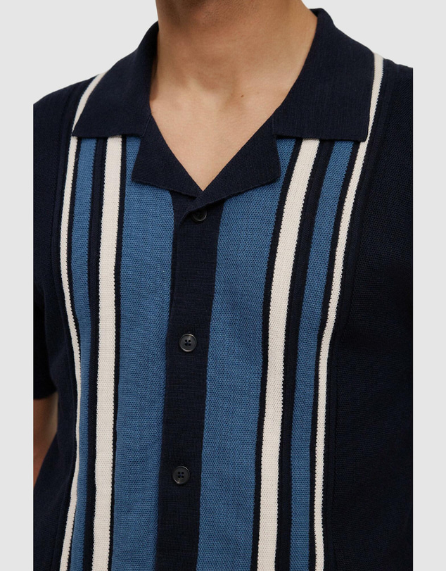 Trenery - Cotton Linen Stripe Knit Shirt