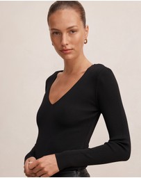 Forever New - Emi Knitted Plunge Neck Bodysuit